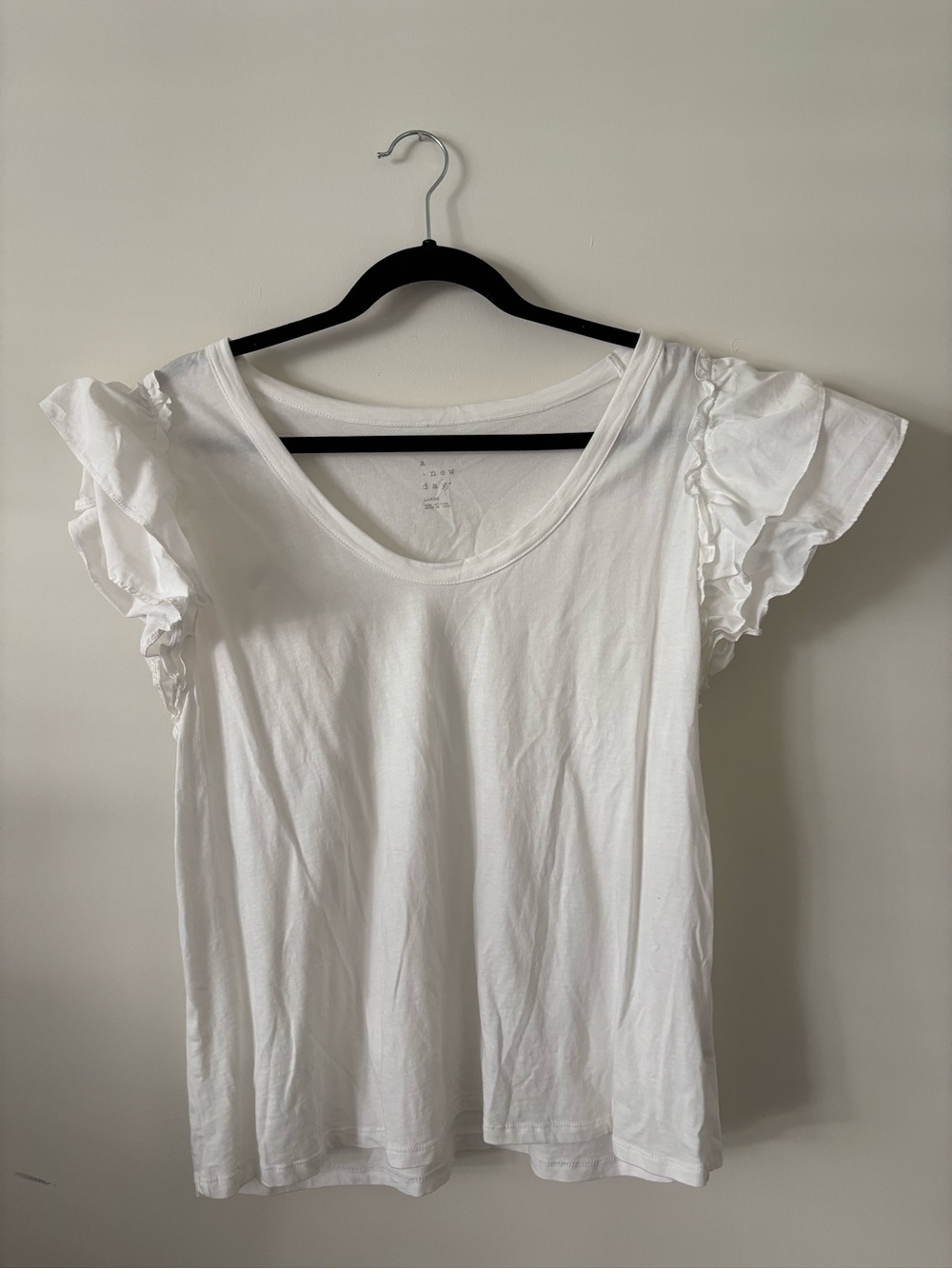 a new day White Ruffle Sleeve Short Sleeve Tee